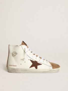 Francy sneakers in nude suede and white leather with contrast star