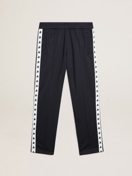 Dark blue joggers with contrasting strip and stars