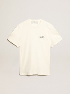 Distressed-finish white T-shirt with lettering