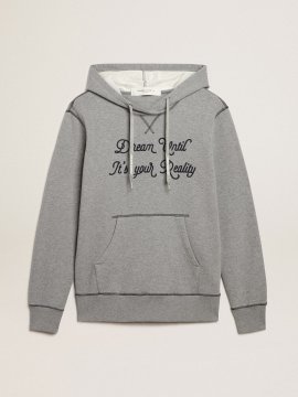 Gray melange cotton sweatshirt with hood