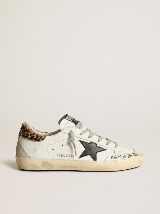 Super-Star with black leather star & leo-print pony skin heel tab