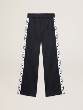 Dark blue joggers with white strip and contrasting stars