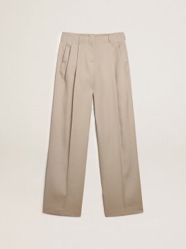 Pants in gray wool gabardine